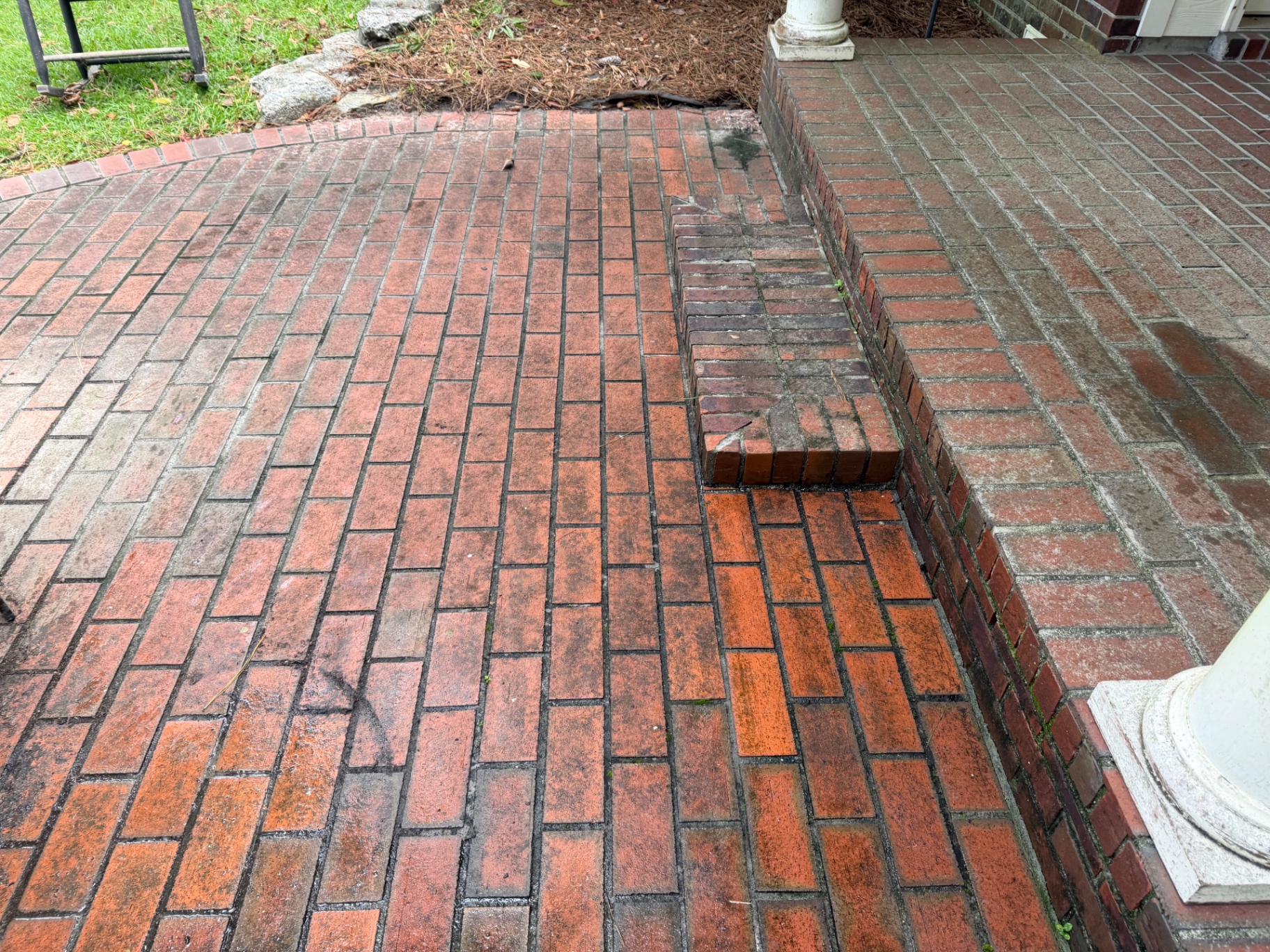 Brick patio & steps before — pressure washing in Valdosta, GA