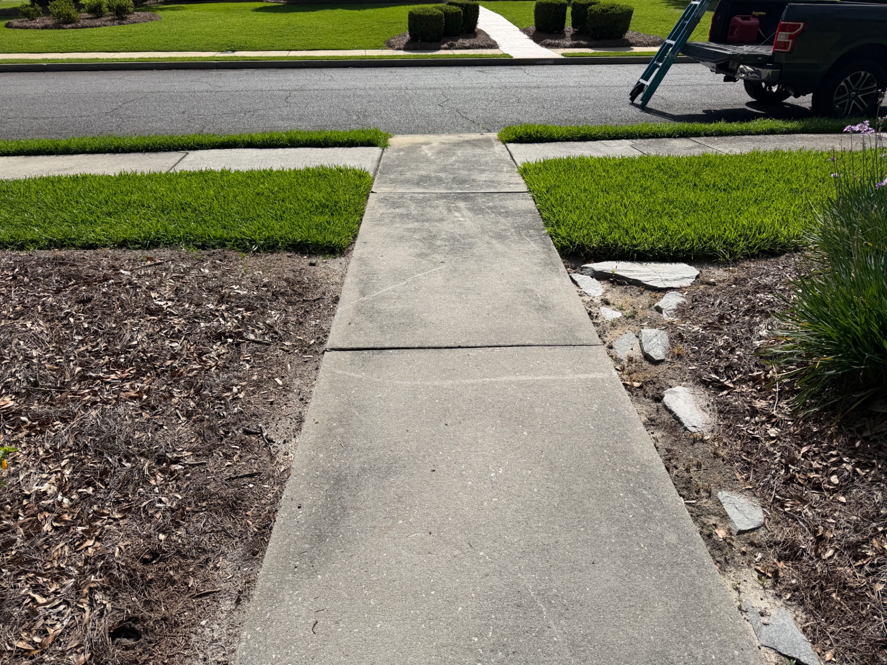 Concrete sidewalk before — pressure washing in Valdosta, GA